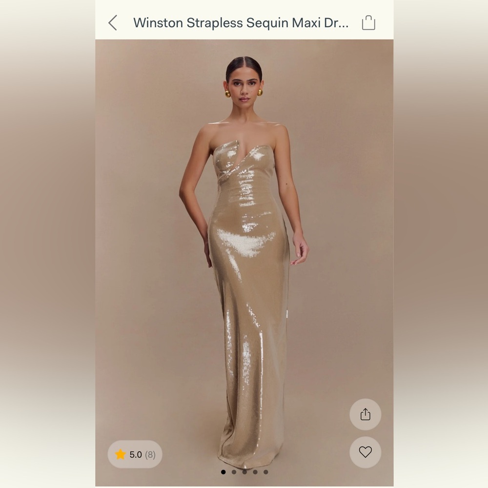 Meshki Strapless Gold Sequin Dress